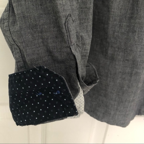 DENIM & Flower Men’s Slim Fit Casual Button Down Shirt Charcoal Gray Size Medium - Picture 2 of 4